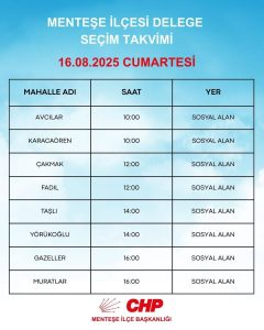 CHP Menteşe’de delege seçimleri 16 Ağustos’ta başlıyor