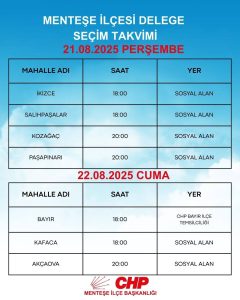 CHP Menteşe’de delege seçimleri 16 Ağustos’ta başlıyor